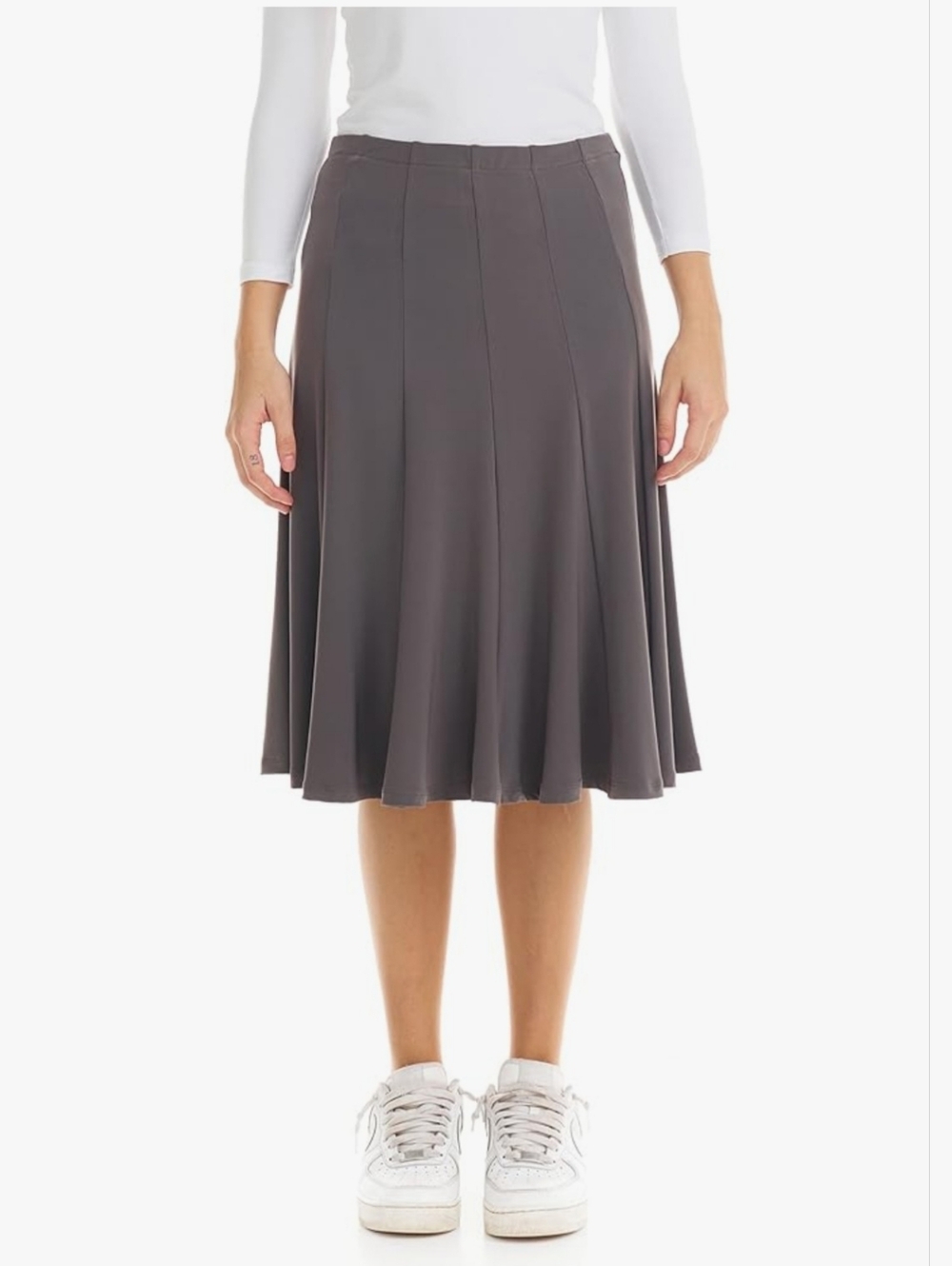 NWT ESTEEZ Womens Florence BLACK A-Line Midi Skirt - Modest & Stretchy- M
